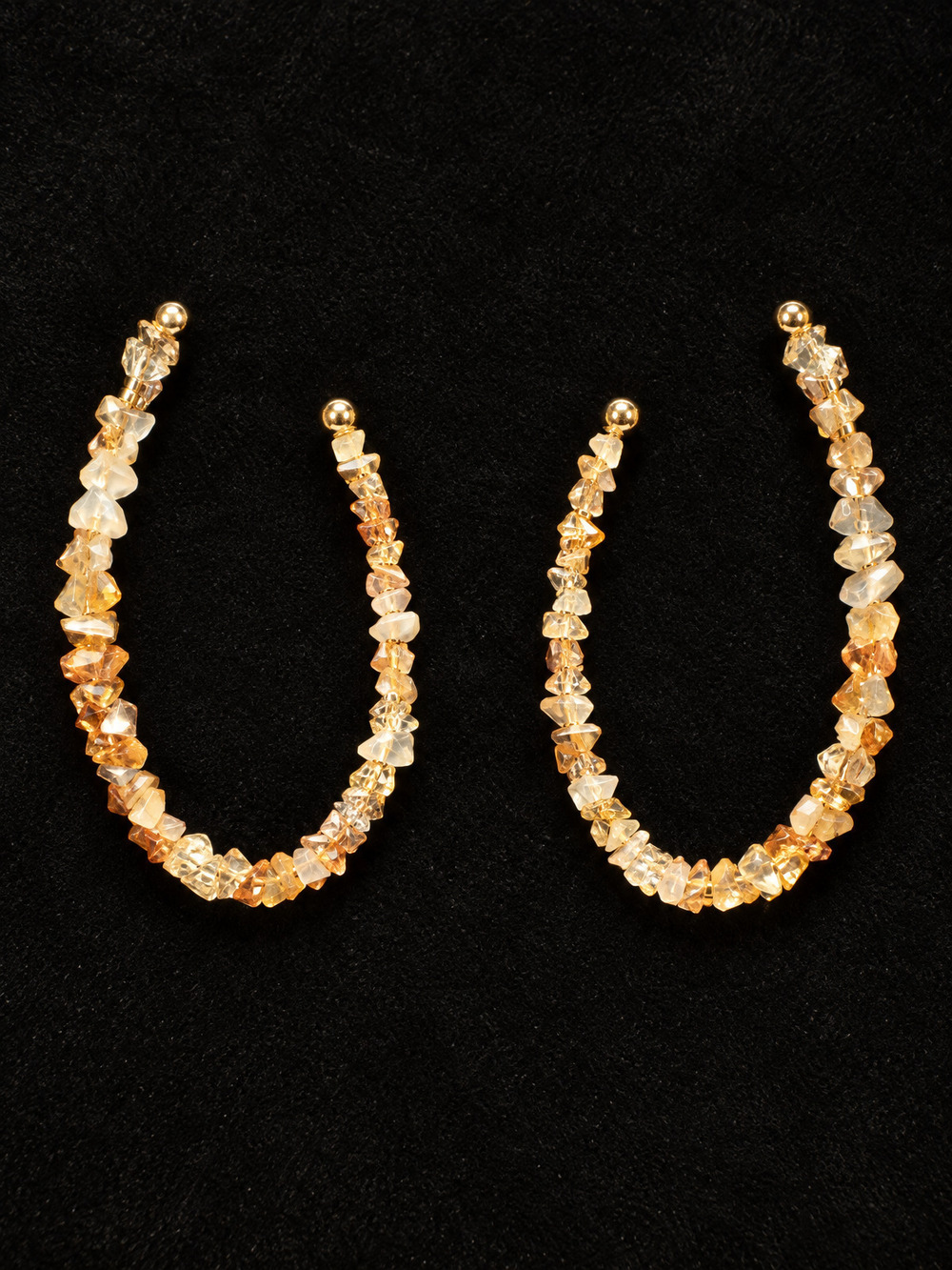 ⚜️ Citrine Chip Hoop Earrings | Natural Stone | Golden Amber 💗